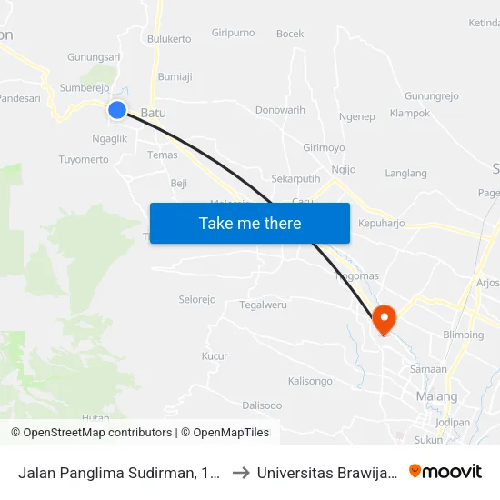 Jalan Panglima Sudirman, 103 to Universitas Brawijaya map