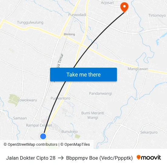 Jalan Dokter Cipto 28 to Bbppmpv Boe (Vedc/Pppptk) map