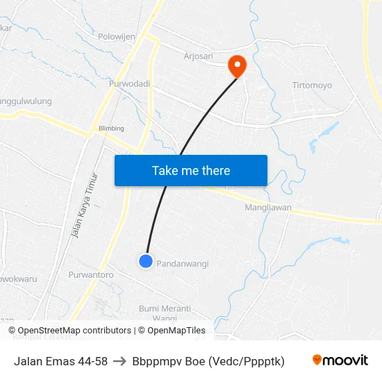 Jalan Emas 44-58 to Bbppmpv Boe (Vedc/Pppptk) map