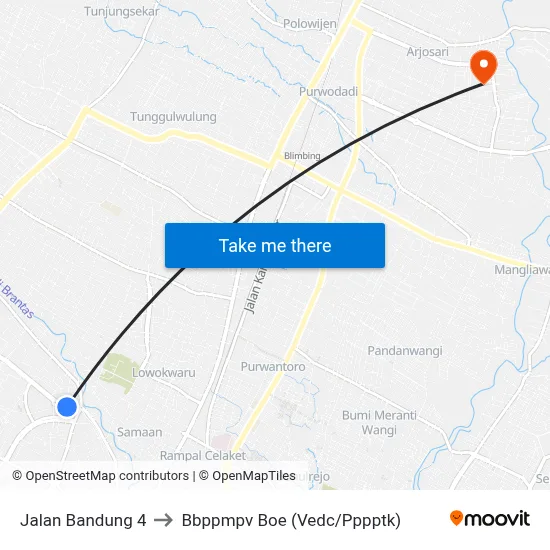 Jalan Bandung 4 to Bbppmpv Boe (Vedc/Pppptk) map
