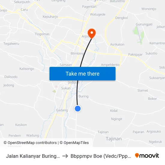Jalan Kalianyar Buring 79 to Bbppmpv Boe (Vedc/Pppptk) map