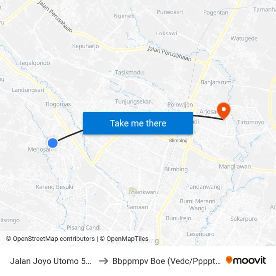 Jalan Joyo Utomo 506 to Bbppmpv Boe (Vedc/Pppptk) map