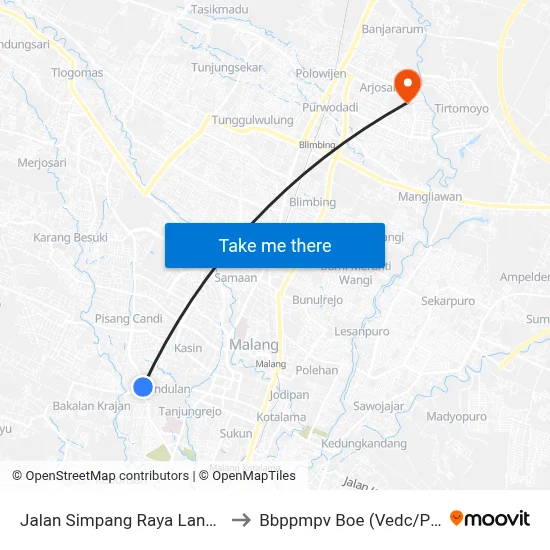 Jalan Simpang Raya Langsep 63 to Bbppmpv Boe (Vedc/Pppptk) map