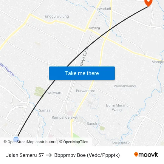 Jalan Semeru 57 to Bbppmpv Boe (Vedc/Pppptk) map