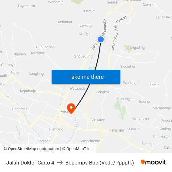 Jalan Doktor Cipto 4 to Bbppmpv Boe (Vedc/Pppptk) map