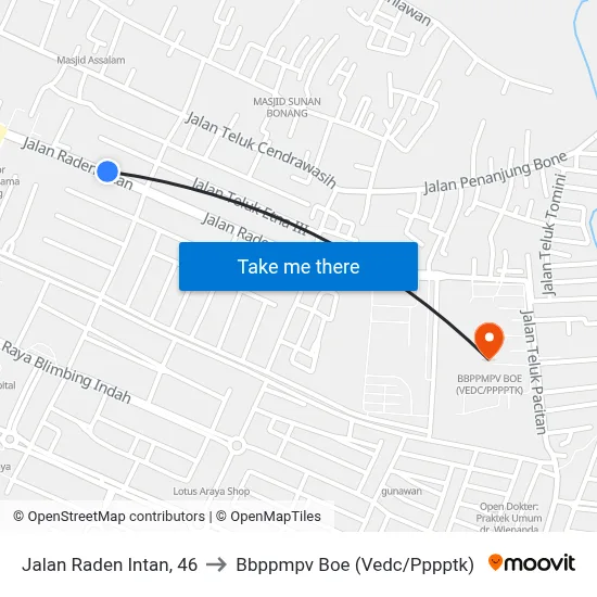 Jalan Raden Intan, 46 to Bbppmpv Boe (Vedc/Pppptk) map