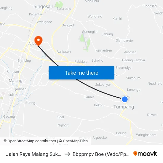 Jalan Raya Malang Suko, 80 to Bbppmpv Boe (Vedc/Pppptk) map