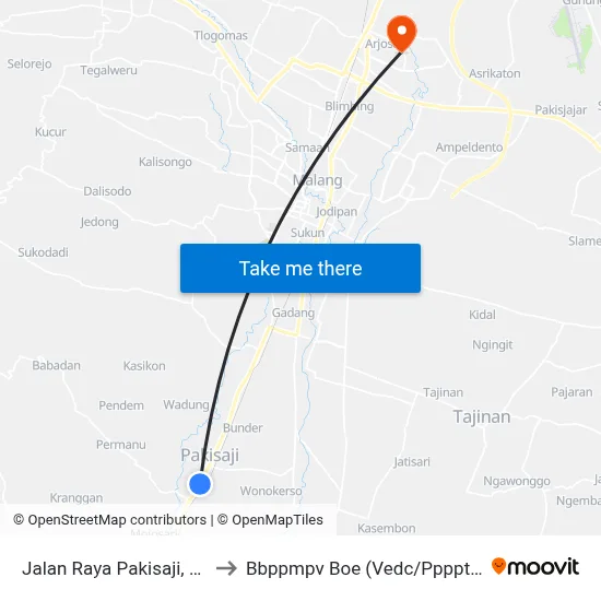 Jalan Raya Pakisaji, 98 to Bbppmpv Boe (Vedc/Pppptk) map