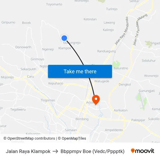 Jalan Raya Klampok to Bbppmpv Boe (Vedc/Pppptk) map