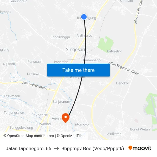 Jalan Diponegoro, 66 to Bbppmpv Boe (Vedc/Pppptk) map