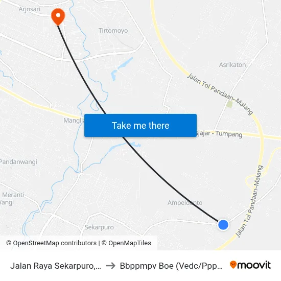 Jalan Raya Sekarpuro, 16 to Bbppmpv Boe (Vedc/Pppptk) map