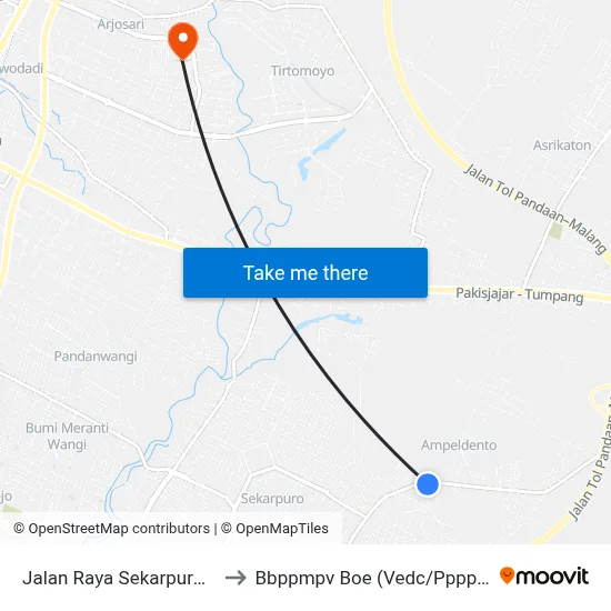 Jalan Raya Sekarpuro, 8 to Bbppmpv Boe (Vedc/Pppptk) map