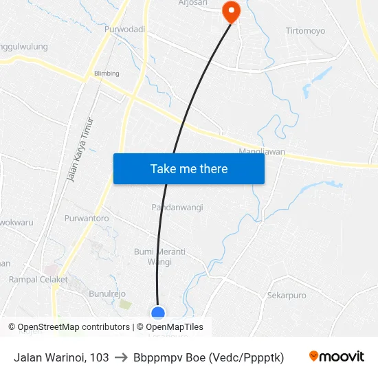 Jalan Warinoi, 103 to Bbppmpv Boe (Vedc/Pppptk) map