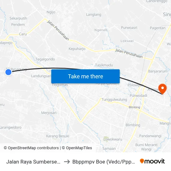 Jalan Raya Sumbersekar to Bbppmpv Boe (Vedc/Pppptk) map