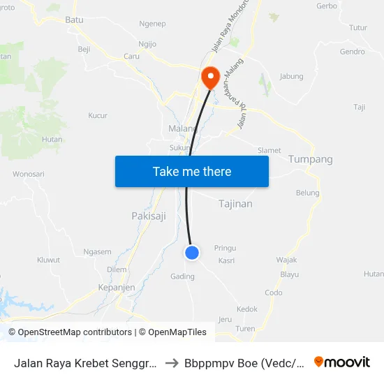 Jalan Raya Krebet Senggrong, 127 to Bbppmpv Boe (Vedc/Pppptk) map