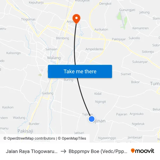 Jalan Raya Tlogowaru, 45 to Bbppmpv Boe (Vedc/Pppptk) map