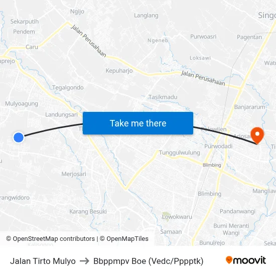 Jalan Tirto Mulyo to Bbppmpv Boe (Vedc/Pppptk) map