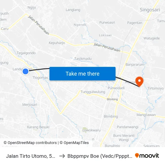 Jalan Tirto Utomo, 50b to Bbppmpv Boe (Vedc/Pppptk) map