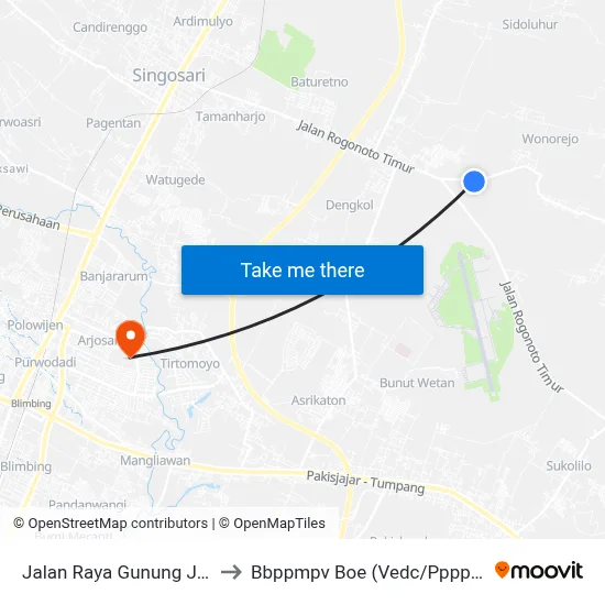 Jalan Raya Gunung Jati to Bbppmpv Boe (Vedc/Pppptk) map