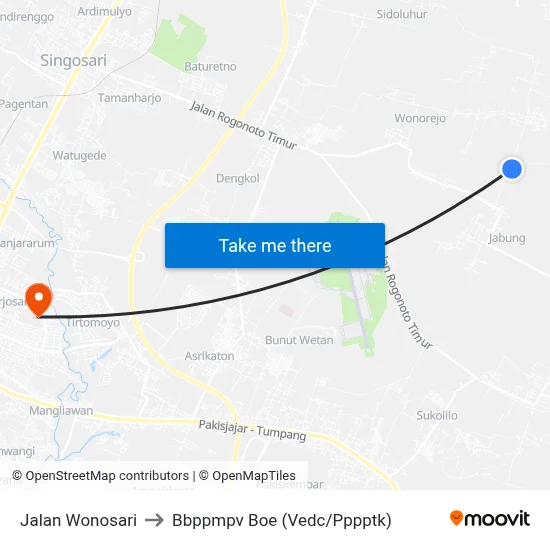 Jalan Wonosari to Bbppmpv Boe (Vedc/Pppptk) map