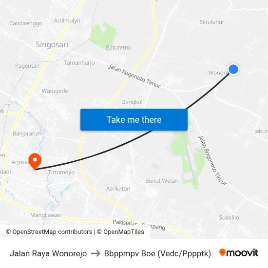 Jalan Raya Wonorejo to Bbppmpv Boe (Vedc/Pppptk) map