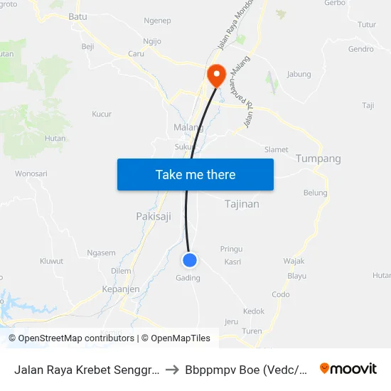 Jalan Raya Krebet Senggrong, 39 to Bbppmpv Boe (Vedc/Pppptk) map
