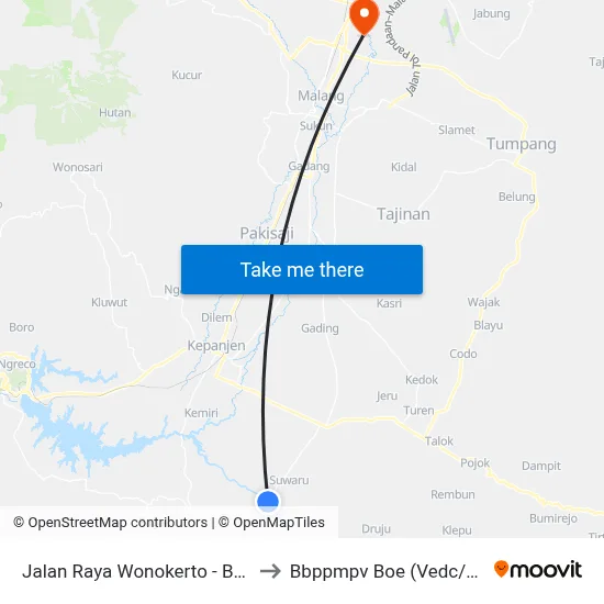 Jalan Raya Wonokerto - Bantur, 21 to Bbppmpv Boe (Vedc/Pppptk) map