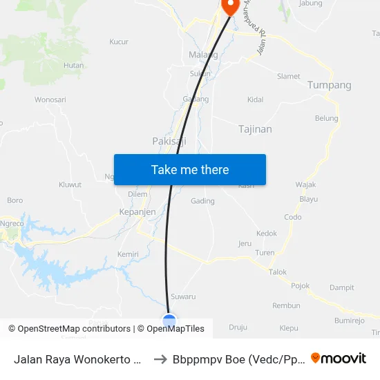 Jalan Raya Wonokerto Bantur to Bbppmpv Boe (Vedc/Pppptk) map
