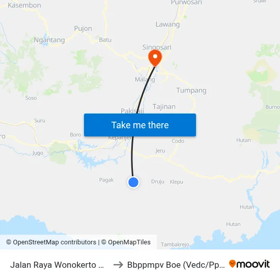 Jalan Raya Wonokerto Bantur to Bbppmpv Boe (Vedc/Pppptk) map