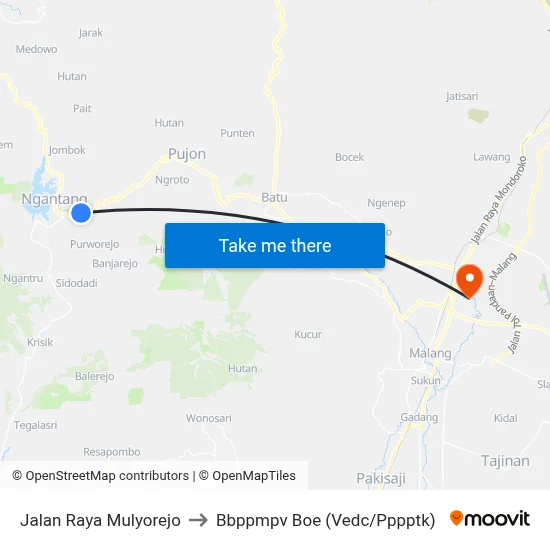 Jalan Raya Mulyorejo to Bbppmpv Boe (Vedc/Pppptk) map