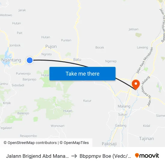 Jalann Brigjend Abd Manan Wijaya to Bbppmpv Boe (Vedc/Pppptk) map