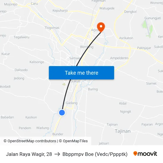 Jalan Raya Wagir, 28 to Bbppmpv Boe (Vedc/Pppptk) map