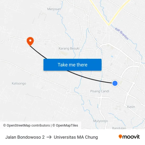 Jalan Bondowoso 2 to Universitas MA Chung map
