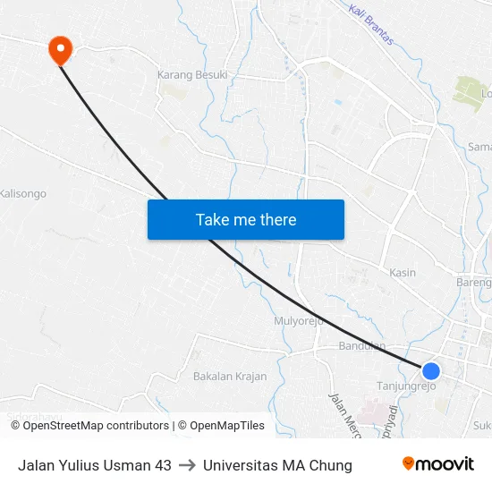Jalan Yulius Usman 43 to Universitas MA Chung map