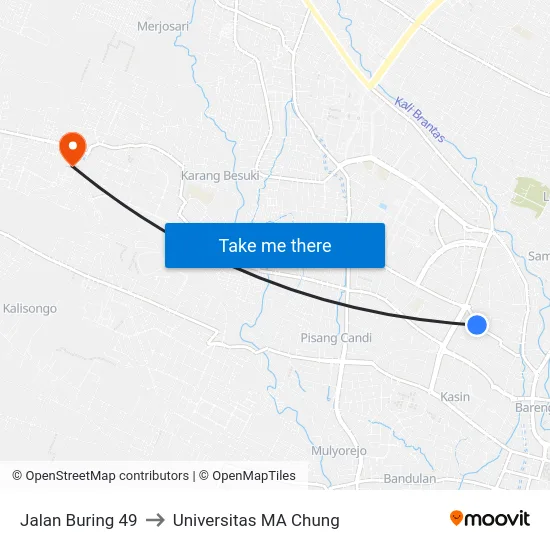 Jalan Buring 49 to Universitas MA Chung map
