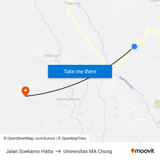 Jalan Soekarno Hatta to Universitas MA Chung map