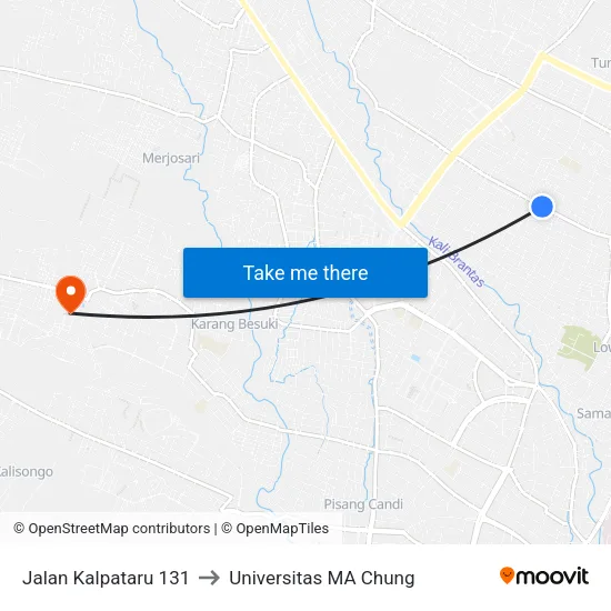 Jalan Kalpataru 131 to Universitas MA Chung map