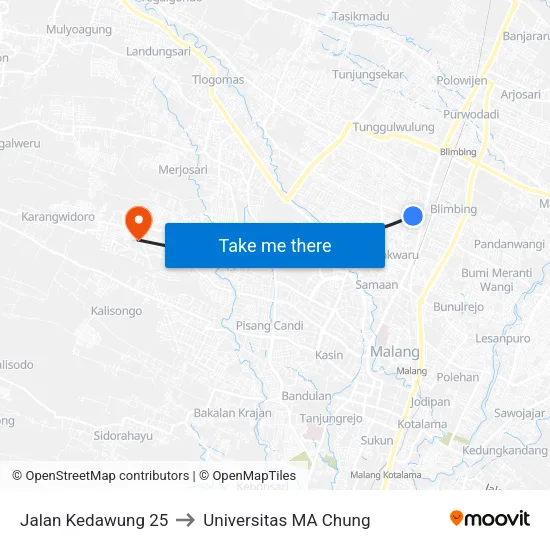 Jalan Kedawung 25 to Universitas MA Chung map