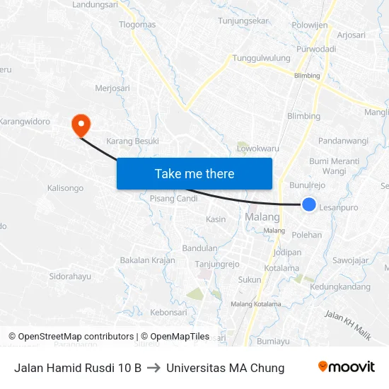 Jalan Hamid Rusdi 10 B to Universitas MA Chung map