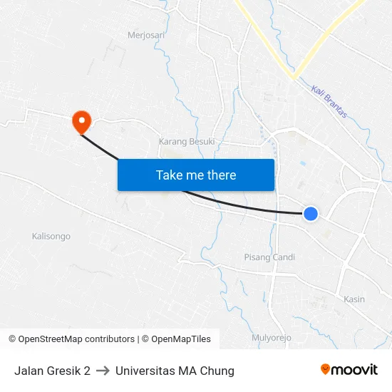 Jalan Gresik 2 to Universitas MA Chung map