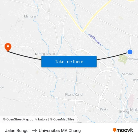 Jalan Bungur to Universitas MA Chung map