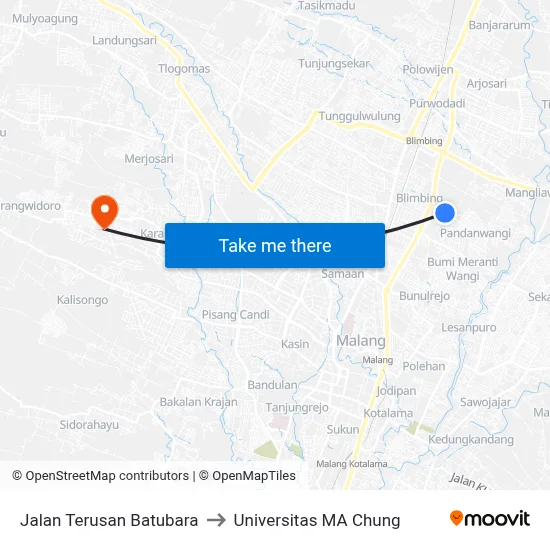 Jalan Terusan Batubara to Universitas MA Chung map