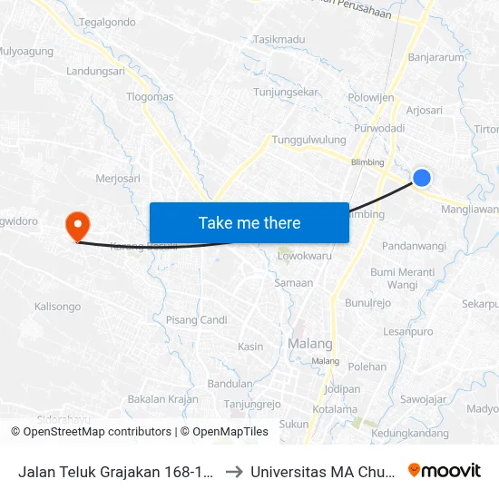 Jalan Teluk Grajakan 168-176 to Universitas MA Chung map