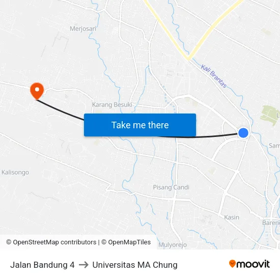 Jalan Bandung 4 to Universitas MA Chung map