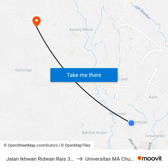 Jalan Ikhwan Ridwan Rais 352 to Universitas MA Chung map