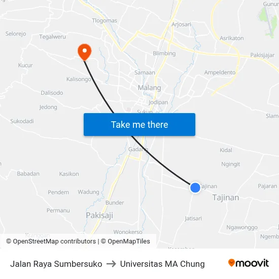 Jalan Raya Sumbersuko to Universitas MA Chung map