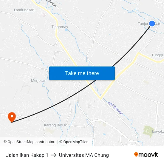 Jalan Ikan Kakap 1 to Universitas MA Chung map