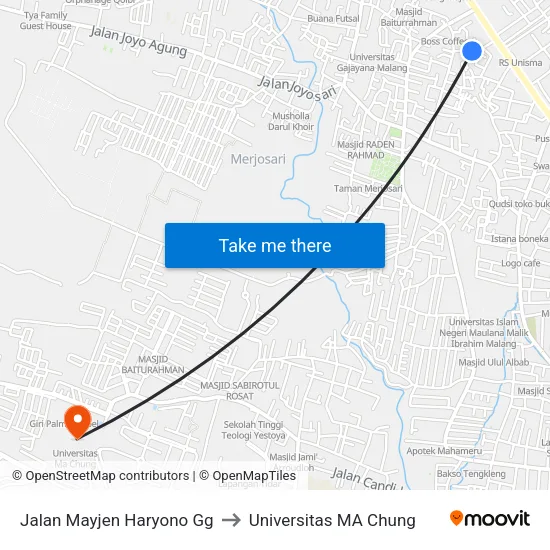 Jalan Mayjen Haryono Gg to Universitas MA Chung map