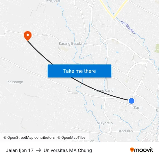 Jalan Ijen 17 to Universitas MA Chung map