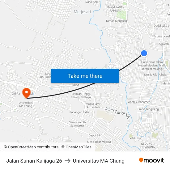 Jalan Sunan Kalijaga 26 to Universitas MA Chung map